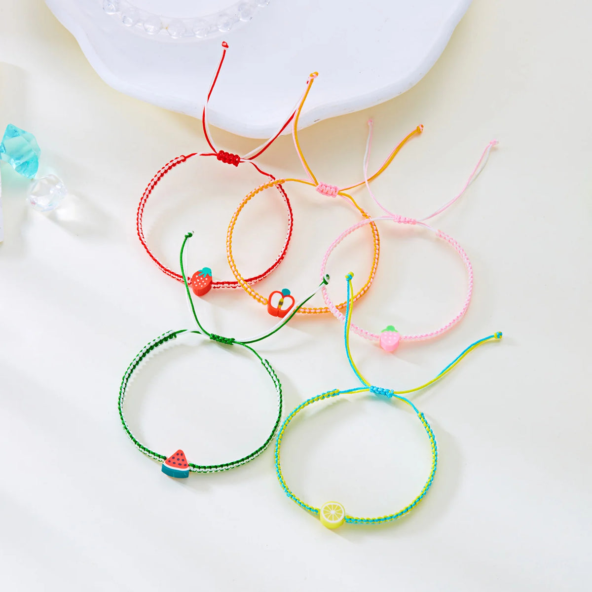 Bohemian Summer Fruit Bracelet For Women Girls Watermelon Lemon Strawberry Handwoven Adjustable Bangles Friendship Jewelry Gifts