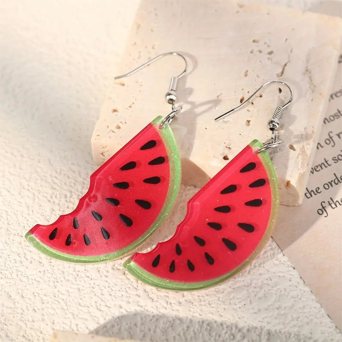 Trendy Summer Fruit Watermelon Kiwifruit Acrylic Earrings for Women Dangle Jewelry Ear Drop Exaggerated Party Decoration Gift