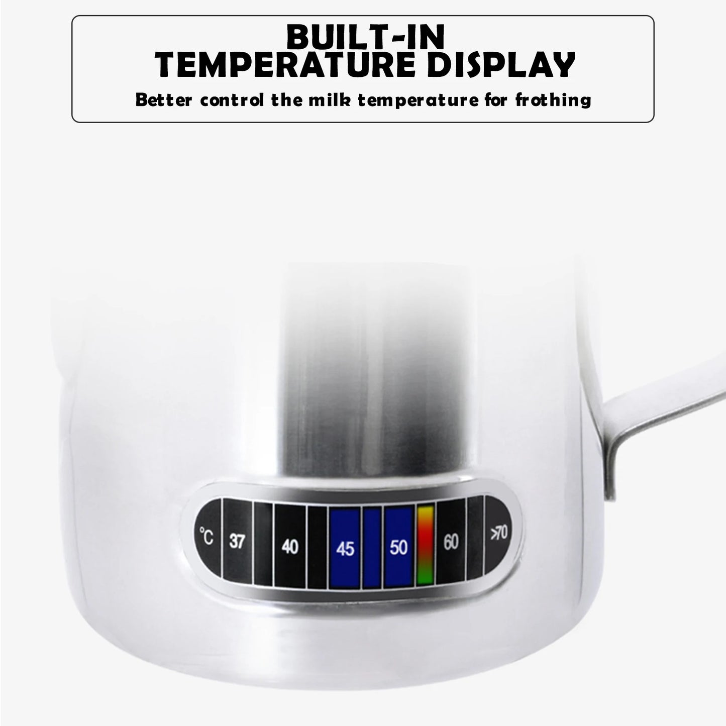 12/20oz Milk Frothing Pitcher 350/600ML Temperature Display Stainless Steel Milk Frother Pitcher Jug Cup for Latte Art Barista