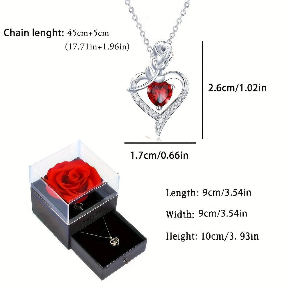 Luxury Red Zircon Heart Necklace