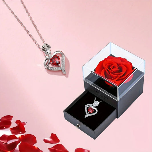 Luxury Red Zircon Heart Necklace